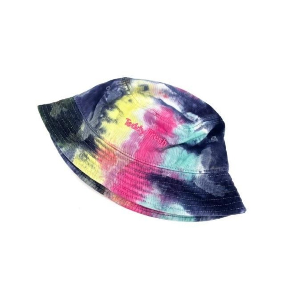 Teddy Fresh Tie Dye Bucket‎ Hat Multicolor Embroidered Logo Cotton Streetwear